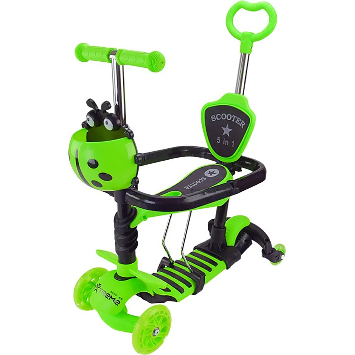 Самокат детский 3-х колесный Scooter Children's SC2501(Green) 3в1 светящиеся колеса, зеленый