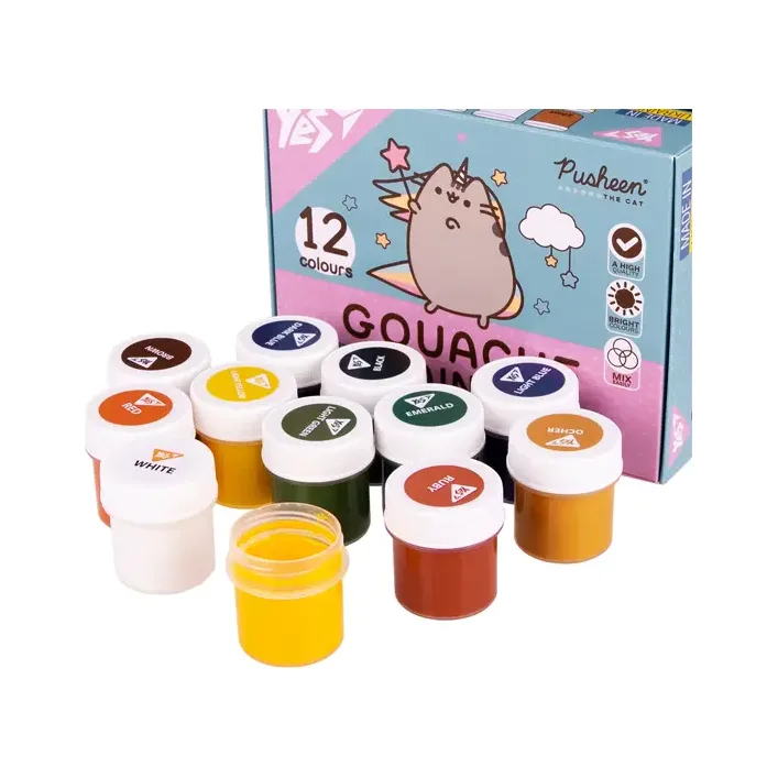 Краски гуашевые Yes Pusheen 12 цв. 20 мл 230402 (Кнц7236)