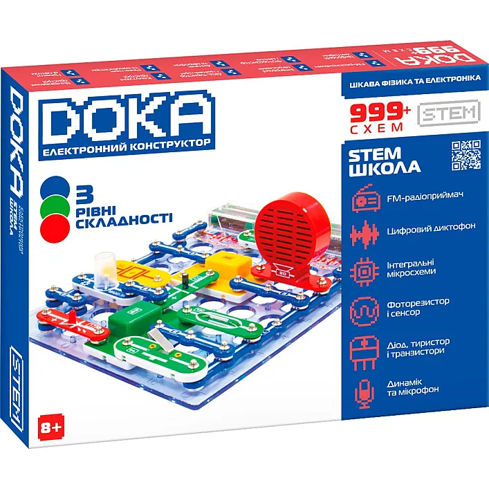 Конструктор электронный DOKA ШКОЛА "999+ СХЕМ" D70708 (Кон0093)