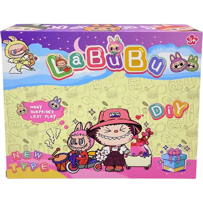 Алмазна мозаїка "Labubu / Лабубу", 13,5х18 см, окуляри, стрічки для оригамі, в коробці, ВИДАЄТЬСЯ ТІЛЬКИ МІКС ВИДІВ