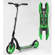 Самокат двухколесный Best Scooter 52266 (4) колеса PU - переднее 23 см, заднее - 20 см, 1 амортизатор, широкий руль, зажим руля, в коробке