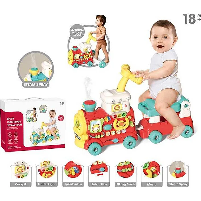 Ходунки-каталка YL 624 A (8) музика, підсвічування, парогенерація, пальчикові ігри, ключ запалювання, кермо, шестерні, сидіння, в коробці
