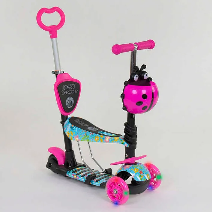 Самокат 5в1 26901 (1) Best Scooter, АБСТРАКЦИЯ, PU колеса, ПОДСВЕТКА КОЛЕС, в коробке
