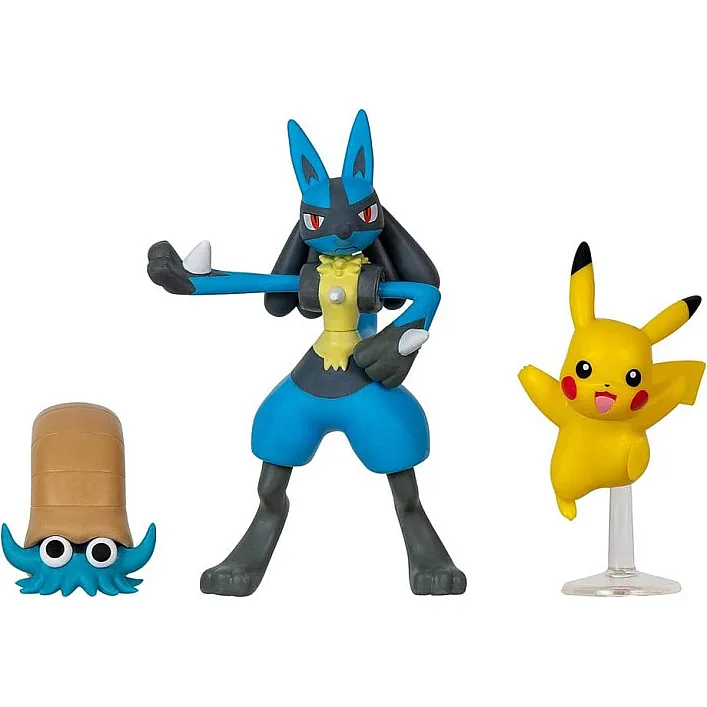 Набор игровых фигурок Pokemon W17 - Оманайт, Пикачу, Лукарио