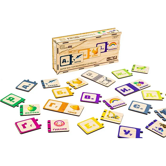Набор "Деревянная Головоломка с Буквами" Puz-22335 г. 12*25*4.5см PuzzleOk (Дер9223)