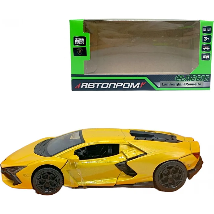 МАШИНА АВТОПРОМ Lamborghini Revuelto (ЖОВТА) 16*8*8 см.