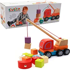 Деревянная игрушка Машинка "Авто-кран" арт. 13982 CUBIKA (Дер1392)
