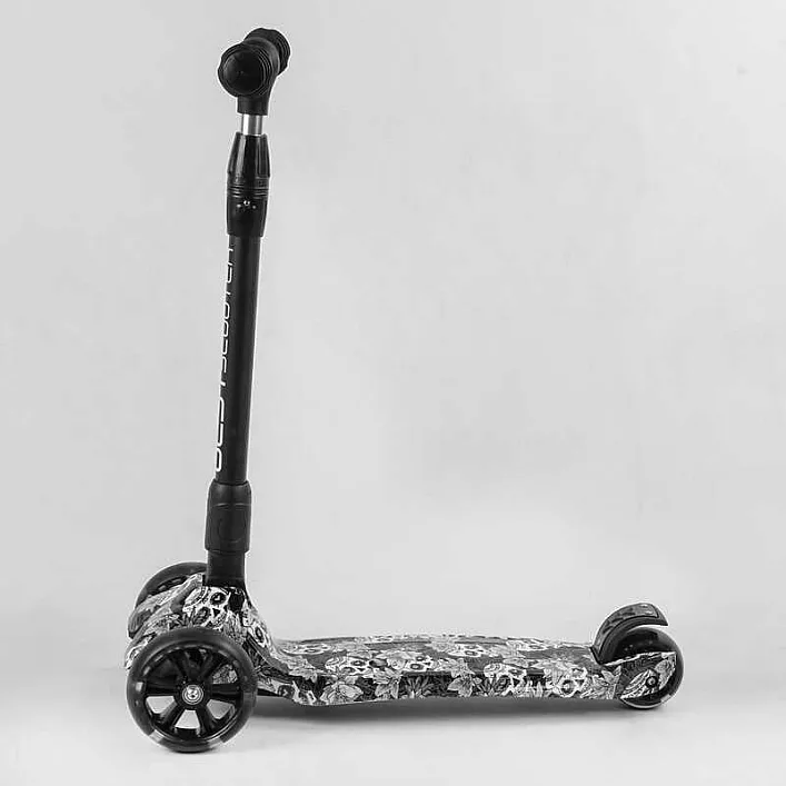 Самокат трехколесный Best Scooter 65-878 MAXI (6) складной алюминиевый руль, 3 колеса PU со светом, переднее 130х35 мм, заднее 80х45 мм, в коробке