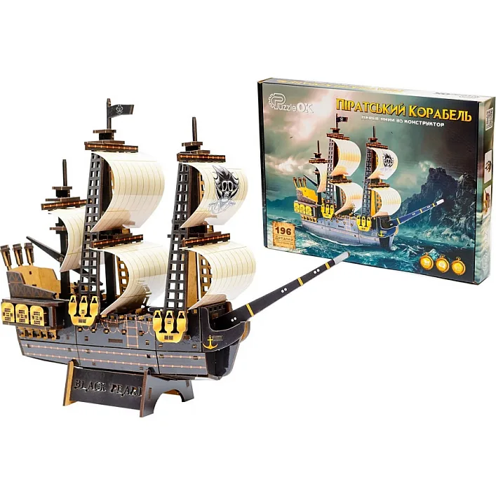 Деревянный 3D конструктор "Пиратский корабль" Puz-00928 р.34*27*9см PuzzleOk (Дер6228)