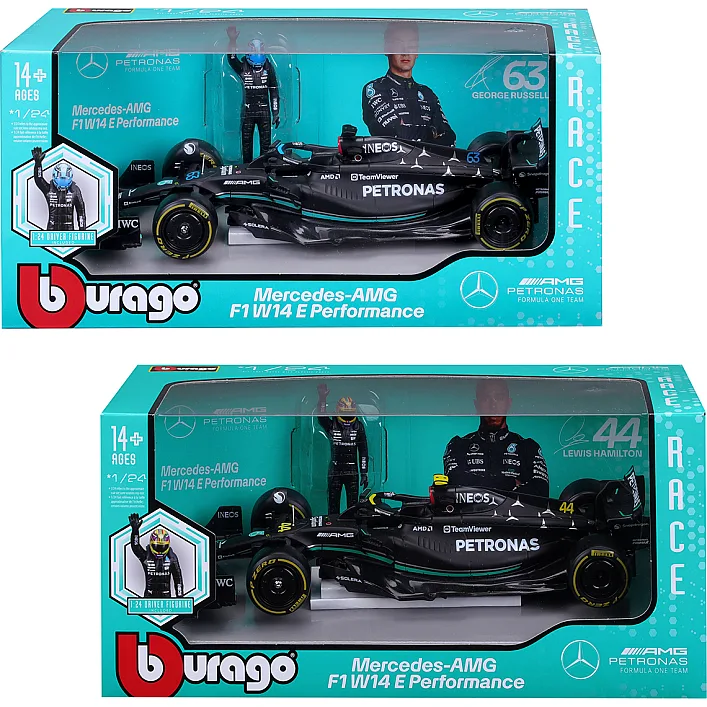 Автомодель з фігуркою - MERCEDES-AMG F1 W14 E PERFORMANCE (1:24)