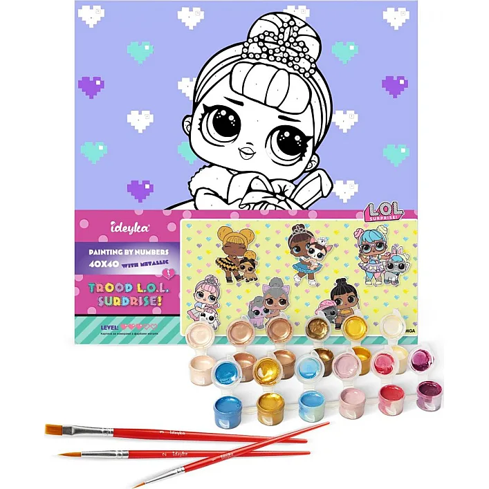 Набір для розпису по номерах для дітей "L.O.L. Surprise! TroopSurprise Crystal Queen With Crystal Bunny" 40х40 см IDEYKA (Нас8324)