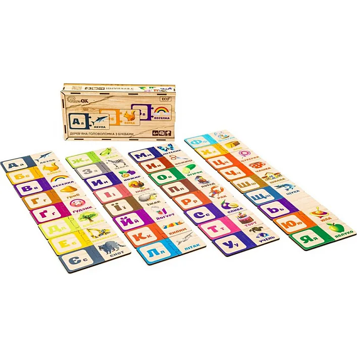 Набор "Деревянная Головоломка с Буквами" Puz-22335 г. 12*25*4.5см PuzzleOk (Дер9223)