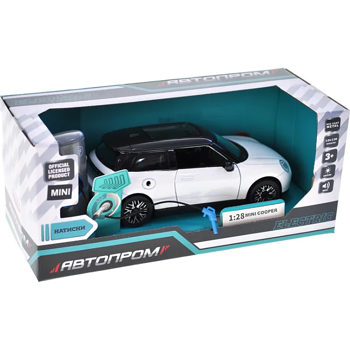 Машина металлическая "АВТОПРОМ" 68739 1:36 MINI COOPER, батарейка, свет, звук, откр.двери, капот, багажник в кор.20*9*9см (Маш6535)