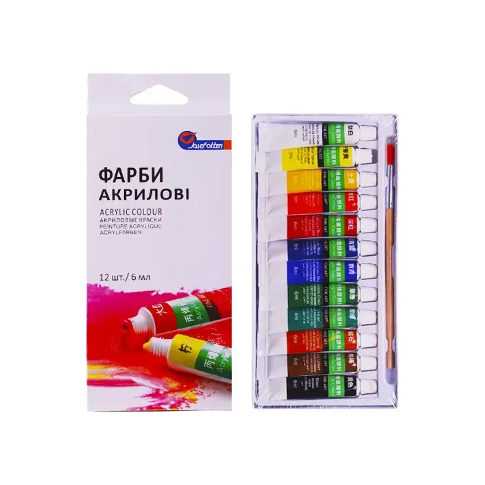 Краски акриловые J.Otten Basics EA1206M 12 цветов, 6мл (Кнц6120)