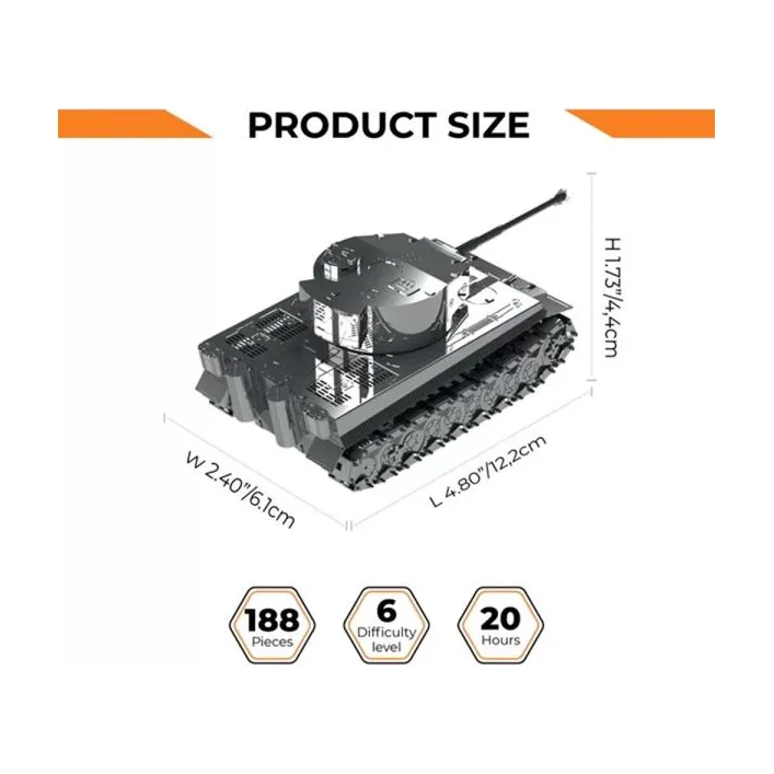Колекційна модель-конструктор Metal Time Ponderous Panzer Heavy Tank Важкий танк Тигр (MT020)