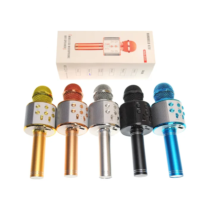Мікрофон-караоке bluetooth, в коробці, 5 кольорів, WS-858 р.24,5*9,2*8,3см (Муз9036)