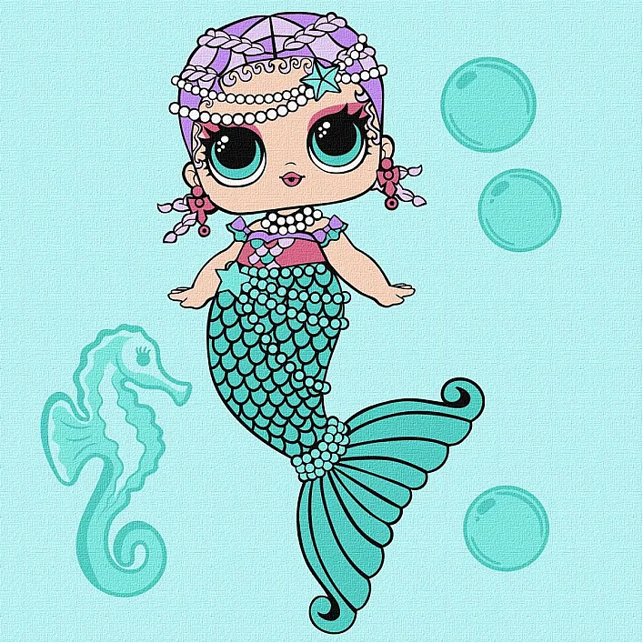Набір для розпису по номерах для дітей "L.O.L. Surprise! L.O.L. Mermaids Merbaby" 40х40 см. KHO6262 (Нас5259)