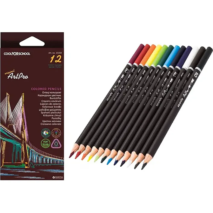 Олівці кольорові CoolForSchool Art Pro 12 кольорів 15159 (Кнц5159)