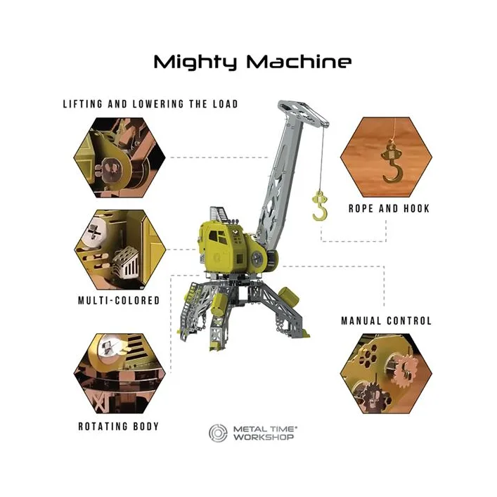 Коллекционная модель-конструктор Metal Time Mighty Machine Портовый кран механический двухцветный (MT055)