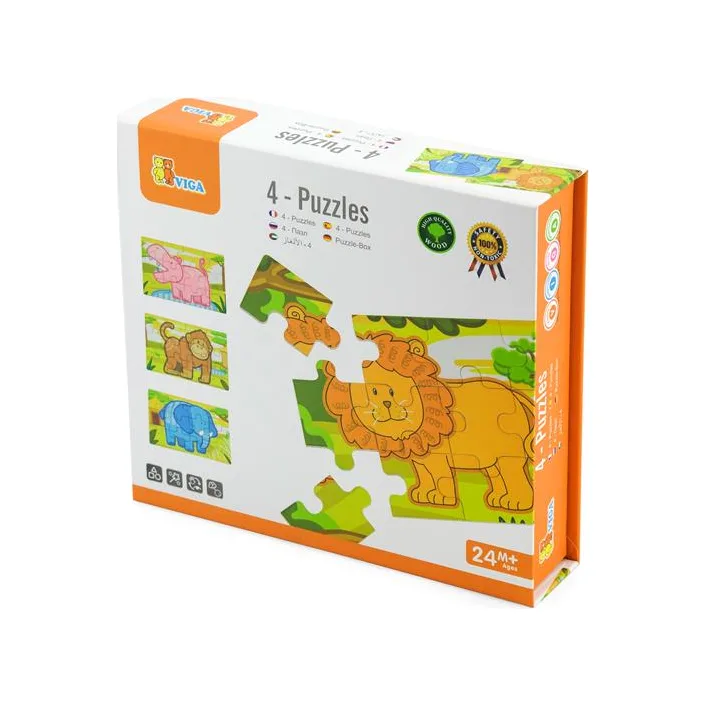 Деревянный пазл Viga Toys Джунгли 4 в 1, 48 эл. (50068)