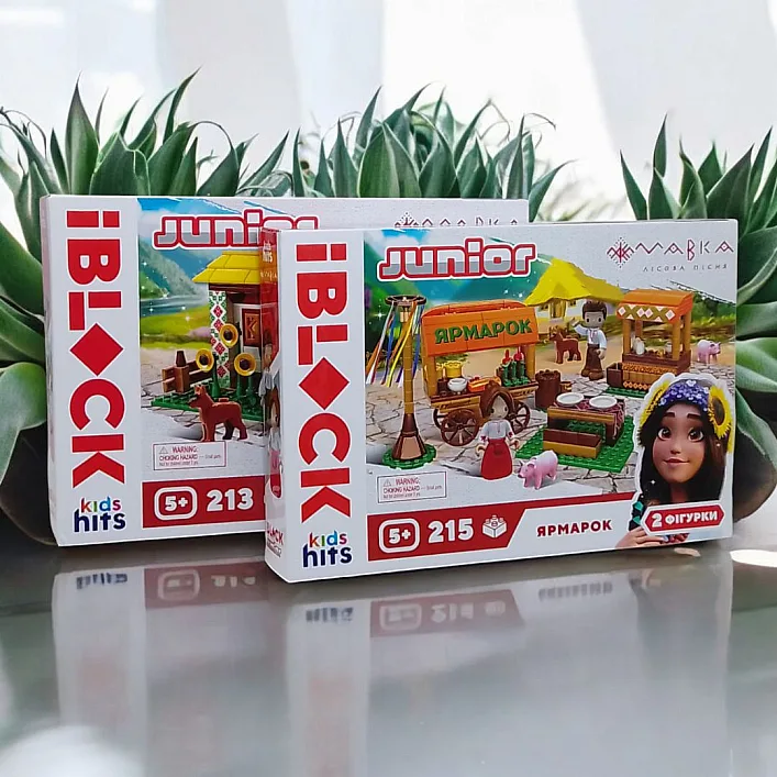 Конструктор Kids hits IBLOCK JUNIOR МАЛКА 213 деталей, 2 фигурки, наклейки, татуировки PL-921-521 коробка 37,5*26*6 см (Кон2043)