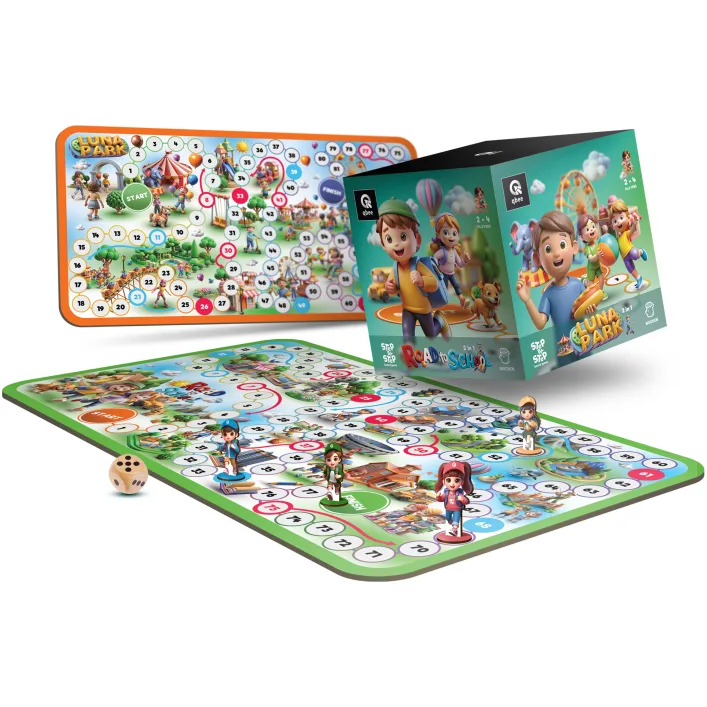 Настольная деревянная игра "STEP BY STEP - Road to School & Luna Park" QB701-004 qbee (Нас7174)