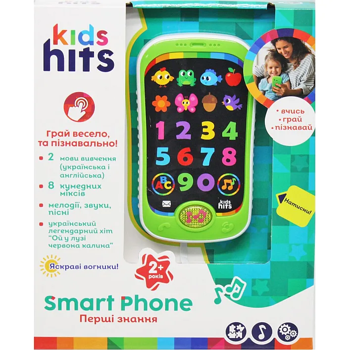 Телефон музыкальный развивающий Kids Hits KH03/002, 2 цвета микс, на батарейках, коробка 13*5*18.5 см (Муз3279)