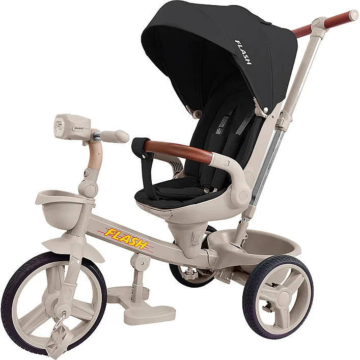 Детский Велосипед трехколесный TILLY FLASH (T-3812 DARK GREY) складной руль