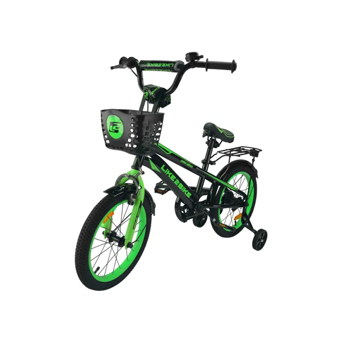 Велосипед детский 2-х колес.16'' 241605 Like2bike Dark Rider, черно-зеленый, рама сталь, со звонком, ручной тормоз, сборка 75% (Вел4160)
