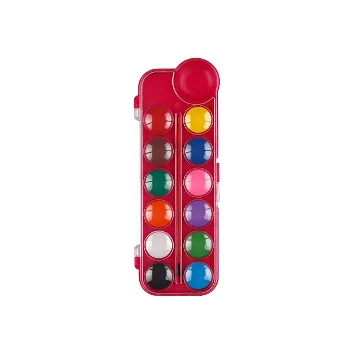 Акварель Zibi 12 цветов, пласт./кор., с кисточкой, розовая, KIDSLine ZB.6559-10 (Кнц5910)