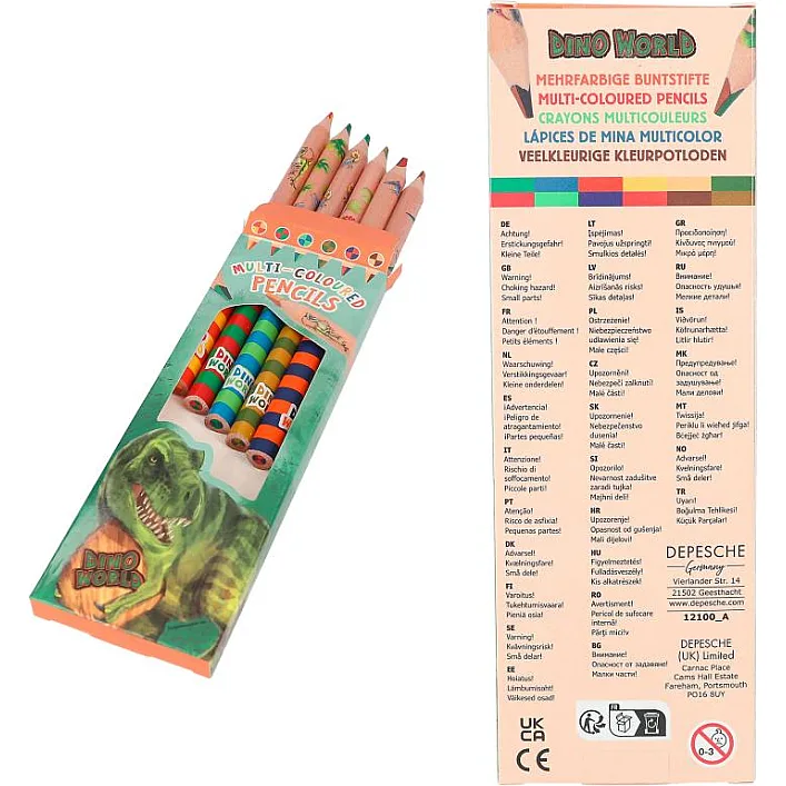 Dino World набор разноцветных карандашей, Depesche (412100)