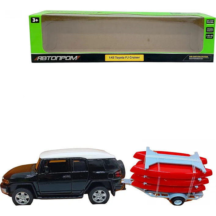 Машина+прицеп мет. 1:43 Toyota FJ,відкр.двері,короб.28*8*6,5см