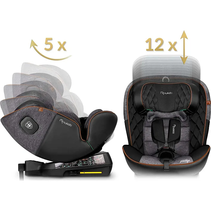 Автокресло Nukido Prestige Line ISOFIX 0-36 кг, черно-серое.