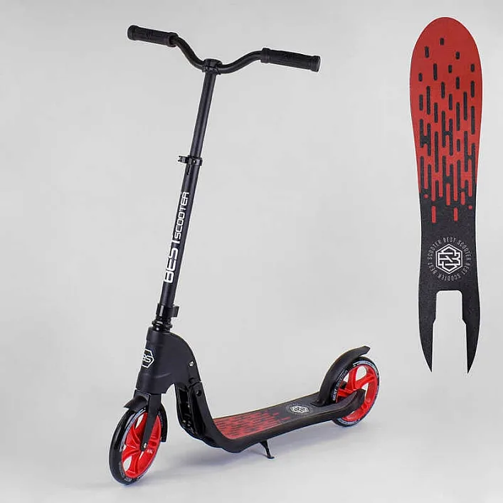Самокат двухколесный 18424 "Best Scooter" (2) цвет КРАСНЫЙ, колеса PU - 20 см, широкий велосипедный руль, новый зажим руля, в коробке