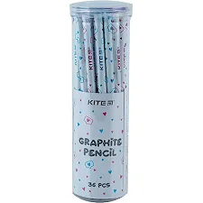 Карандаш графитный Kite K24-059 с кристаллом белый корпус 36шт тубус (Кнц9156)