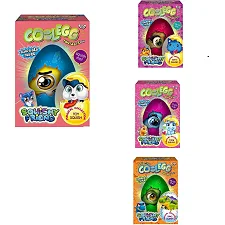 Креативна творчість "Cool Egg" 5 видів CE-01-01,02,03,04,05 (4) "Danko Toys", ОПИС УКР/РОС. МОВАМИ, кінетичний пісок, орбізи, тісто, сніг, сквіш