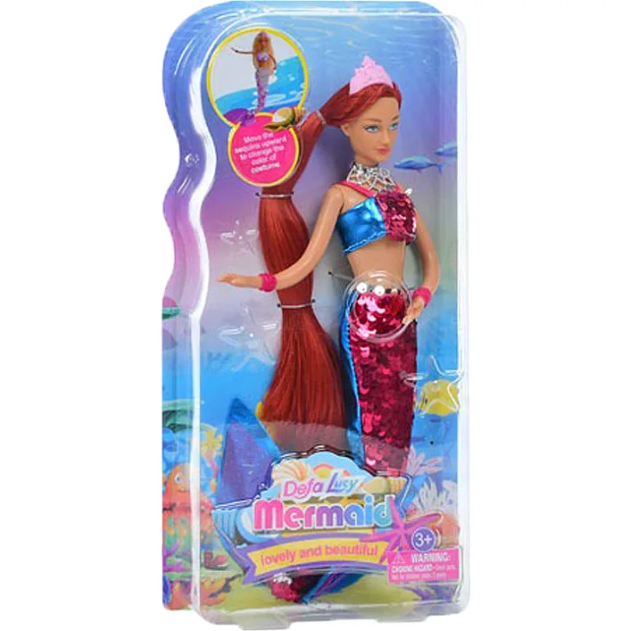 Детская кукла "Русалка" 8433(Red) красный, наряд с пайетками 29 см
