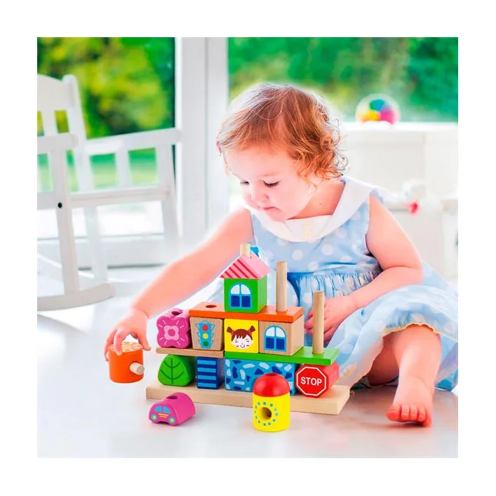 Деревянная пирамидка Viga Toys Городок (50043)