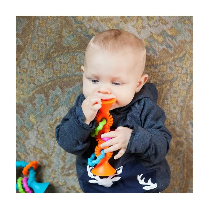 Прорезыватель-погремушка на присосках Fat Brain Toys pipSquigz Loops оранжевый (F165ML)