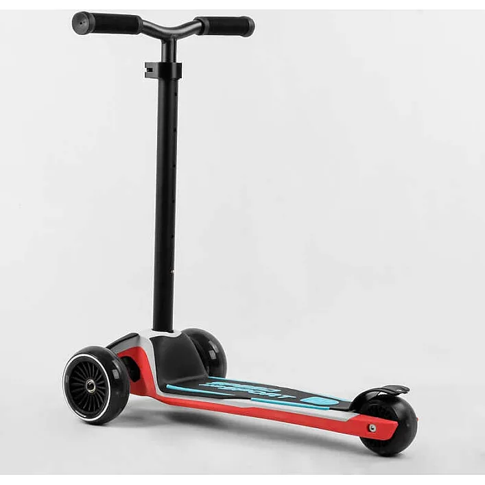 Самокат трехколесный Best Scooter HW-00308 MAXI (6) съемный алюминиевый руль, передние колеса PU 120х45мм, заднее 80x50мм, со светом, в коробке
