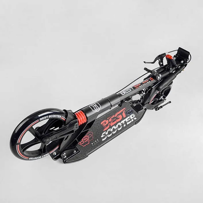 Самокат двухколесный "Best Scooter" 60054-R (2) ФАРА, переднее колесо PU 230 мм, заднее колесо 200мм, 2 амортизатора, дисковый тормоз, зажим руля