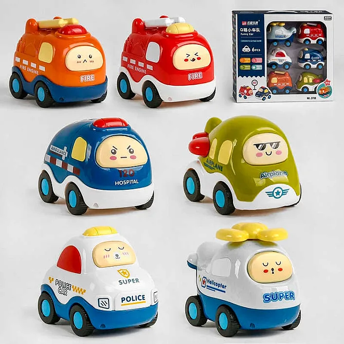 Набор машин 3708 (18) 6 моделей, инерция, в коробке