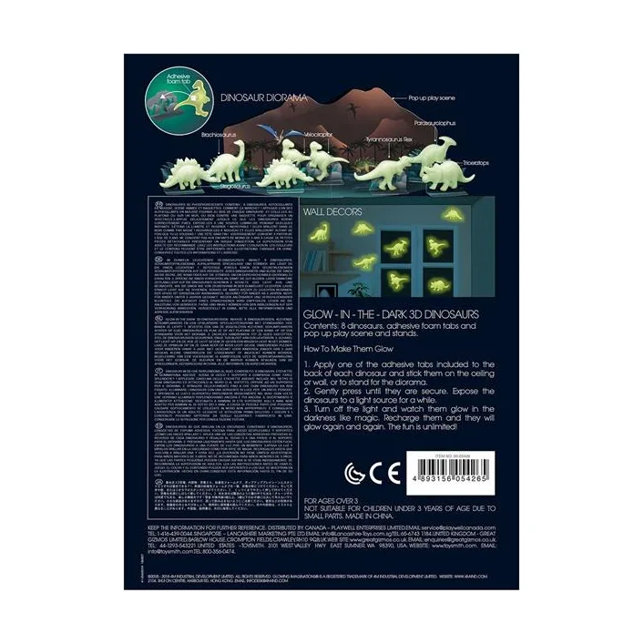 Набор светящихся 3D-наклеек 4M Динозавры (00-05426)