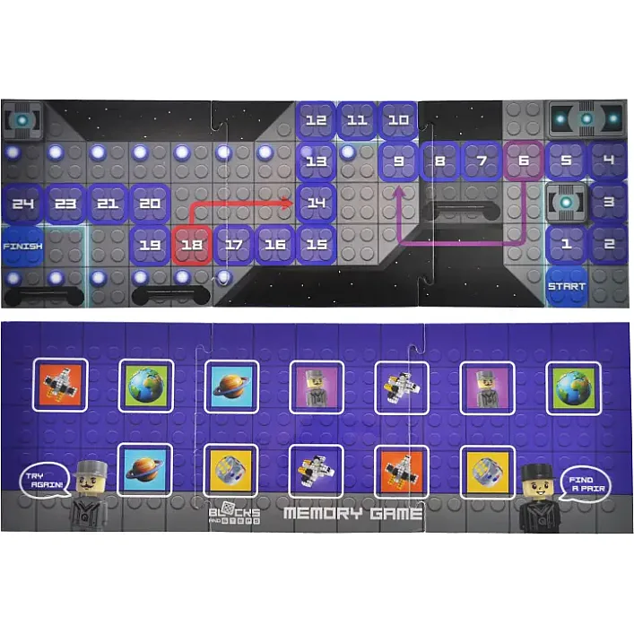 Конструктор "Block&Steps: Звездный Корабль" + ходилка и мемори игра 3в1, 40дет. QB300-105 qbee (Кон7635)