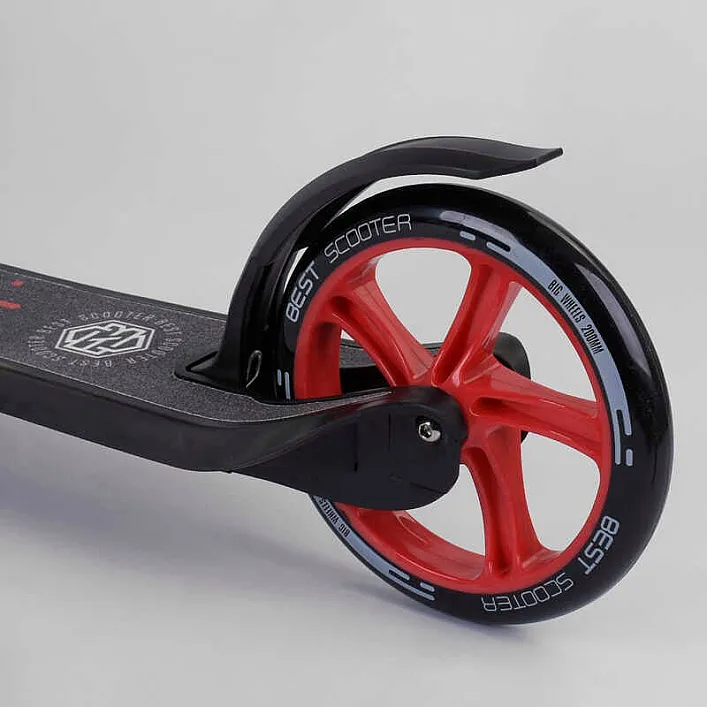Самокат двухколесный 18424 "Best Scooter" (2) цвет КРАСНЫЙ, колеса PU - 20 см, широкий велосипедный руль, новый зажим руля, в коробке