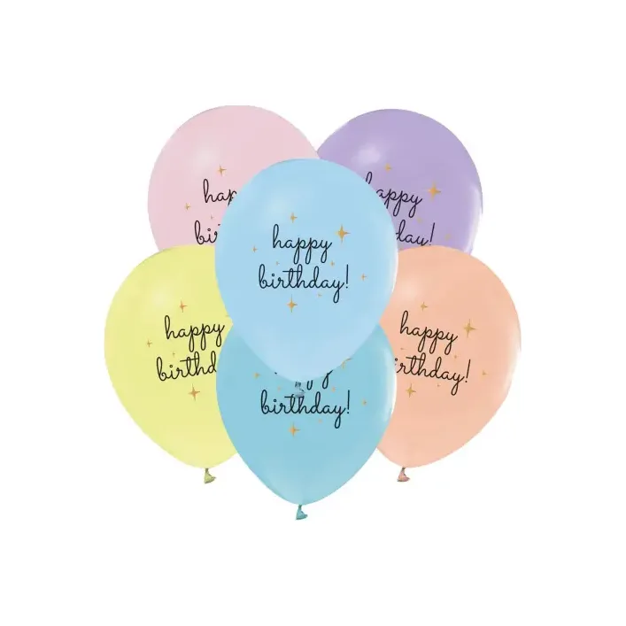 Повітряні кульки 'Happy Birthday' макарун асорті 50шт 03110 ТМ 'Твоя Забава' (Дер5070)