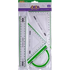 Комплект ZiBi линейка 20см, 2 угольника, транспортир, с салатовой полоской, KIDS Line (Кнц8115)