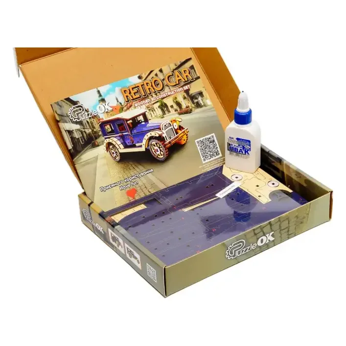 Деревянный 3D конструктор Retro car Puz-00955 PuzzleOK (Дер9307)