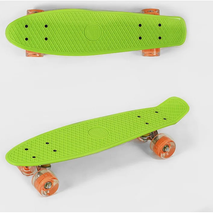 Скейт Пенни борд 0355 (8) Best Board, САЛАТОВЫЙ, доска=55см, колёса PU со светом, диаметр 6см