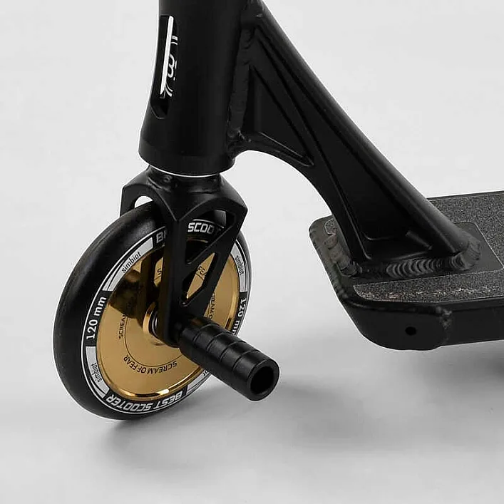 Самокат трюковый 71383 Best Scooter (4) "SIMBIOTE" HIC-система, ПЕГИ, алюминиевый диск и дека, колёса 120мм PU, ширина руля - 57 см, в коробке
